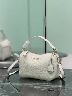 Alternative view of PRADA Top Handle Bags Calfskin Leather (White-Gold) 25X15X11CM F50202608081819
