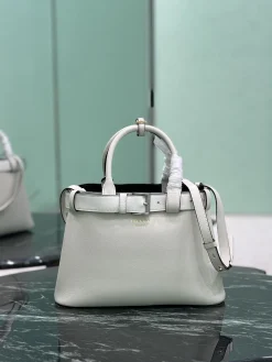 PRADA Top Handle Bags Calfskin Leather (White-Gold) 32X23X11CM H60202608081234