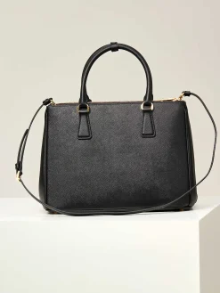 Alternative view of PRADA Top Handle Bags Crossgrain Leather (Black-Gold) 33X24X15CM G20202608080941