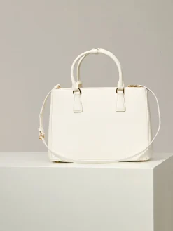 Alternative view of PRADA Top Handle Bags Crossgrain Leather (White-Gold) 33X24X15 CM G20202608080940