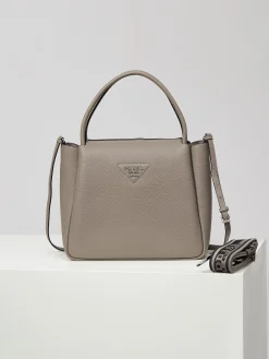 PRADA Top Handle Bags Deerskin Calfskin (Gray) 32X26X13CM H10202608081033