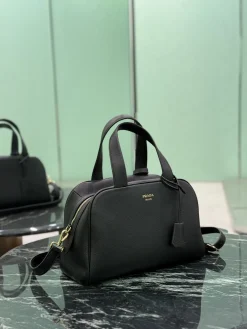 Alternative view of PRADA Top Handle Bags Grained Leather (Black-Gold) 33X22X14CM F80202608081836