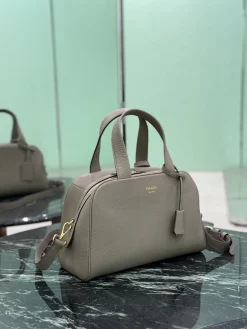 Alternative view of PRADA Top Handle Bags Grained Leather (Gray-Gold) 33X22X14CM F80202608081837