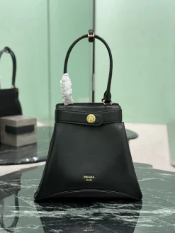 PRADA Top Handle Bags Leather (Black-Gold) 31X28X5CM G30202608081834