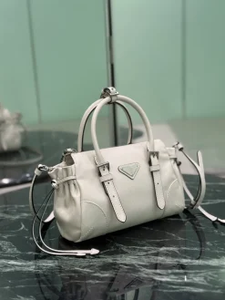 Alternative view of PRADA Top Handle Bags Leather (White-Silver) 24X14X9 CM F70202608080263