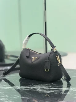 Alternative view of PRADA Top Handle Bags Pebbled Calf Leather (Black-Gold) 25X15X11CM F50202608081818