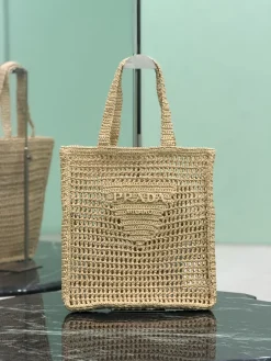 PRADA Top Handle Bags Raffia Yarn (Beige) 36X38X3 D80202608081894
