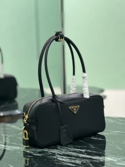 Alternative view of PRADA Top Handle Bags Re-Nylon Leather (Black-Gold) 28X13X8 CM E00202608081757