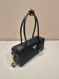 Alternative view of PRADA Top Handle Bags Re-Nylon Leather (Black-Gold) 28x13x8 cm D60202608081092