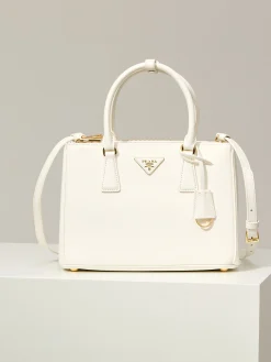 PRADA Top Handle Bags Saffiano Leather (White-Gold) 28X20X12CM F70202608080937