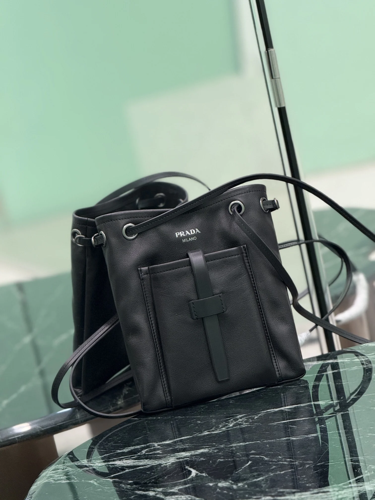 PRADA Totes Bags Calf Leather (Black) 25x24cm D50202608080906 - Image 2