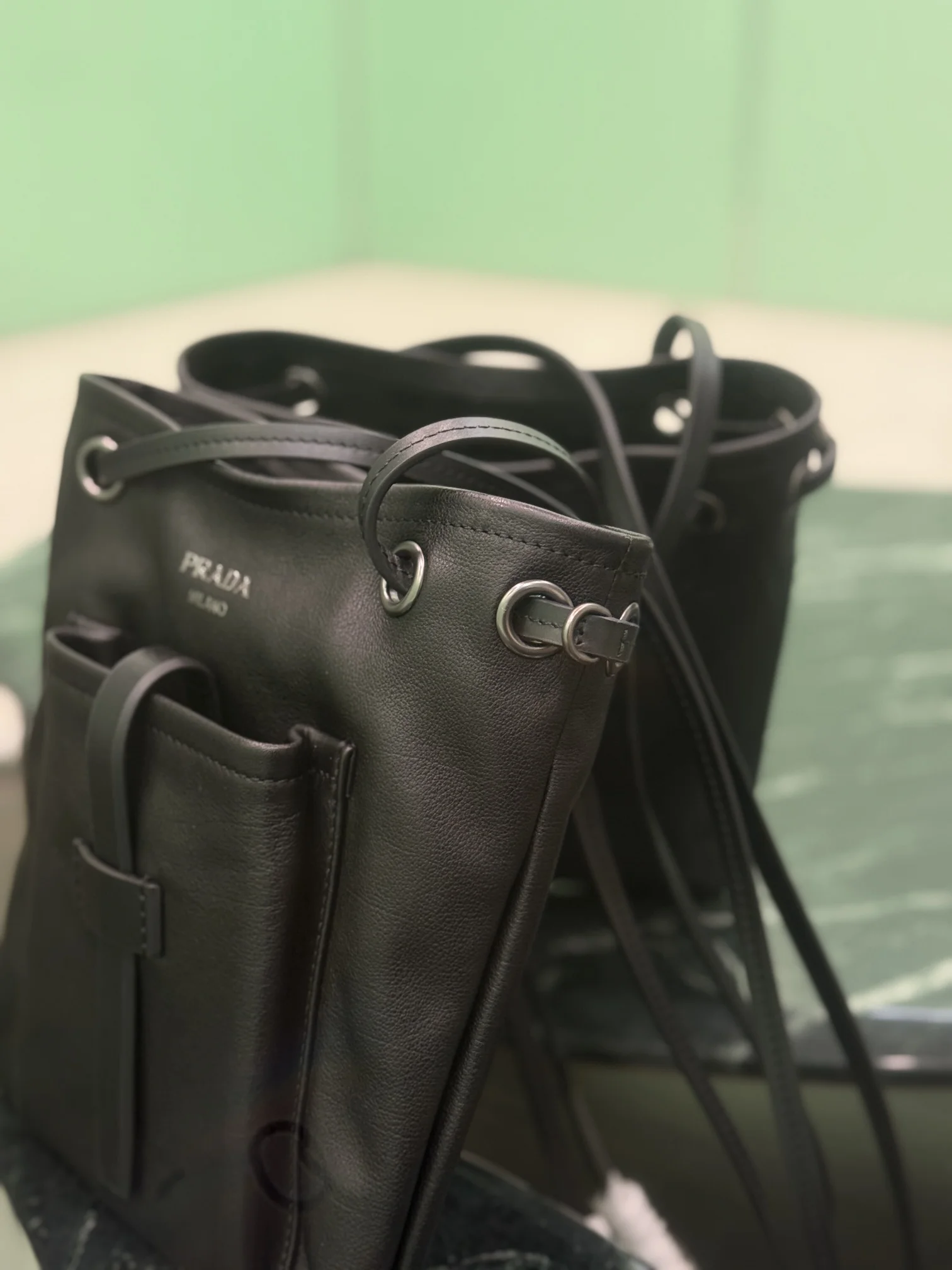 PRADA Totes Bags Calf Leather (Black) 25x24cm D50202608080906 - Image 4