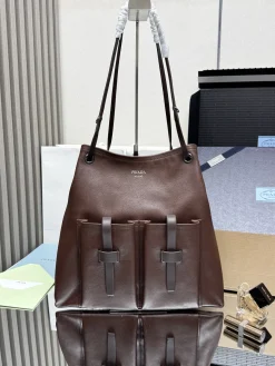 PRADA Totes Bags Calf Leather (Brown) 39x33cm F20202608081582