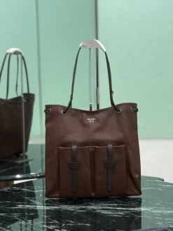 PRADA Totes Bags Calf Leather (Brown-Black) 39x33cm F20202608080907