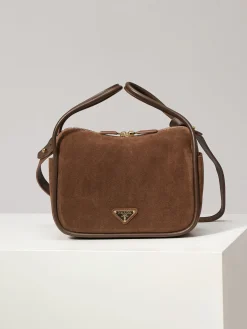 PRADA Totes Bags Calf Leather (Brown-Gold) 25X18X10CM E40202608081081