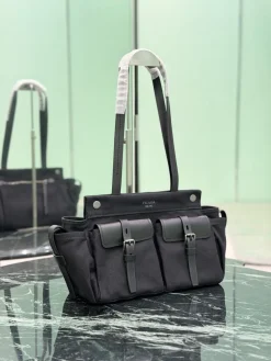 Alternative view of PRADA Totes Bags Canvas Leather (Black-Green) 30X22X15CM E60202608081864