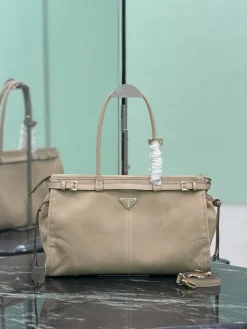 PRADA Totes Bags Matte Leather (Beige-Gold) 38X30X12CM G60202608081774