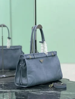 Alternative view of PRADA Totes Bags Matte Leather (Blue-Gold) 38X30X12CM G60202608081775