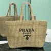 PRADA Totes Bags Raffia (Beige-Black) 40X34X15CM G00202608081882