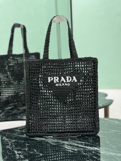 PRADA Totes Bags Raffia (Black) 36X38X3CM D20202608081898