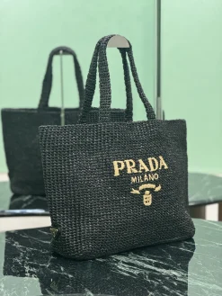 Alternative view of PRADA Totes Bags Raffia (Black-Gold) 40X34X15CM G00202608081881
