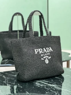 Alternative view of PRADA Totes Bags Raffia (Black-White) 40x34x15 CM G00202608081883