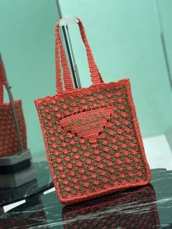 Alternative view of PRADA Totes Bags Raffia (Coral-Brown) 36X38X3CM D60202608081905