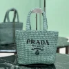 PRADA Totes Bags Raffia (Green-Black) 24X24X8CM D80202608081891