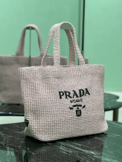 Alternative view of PRADA Totes Bags Raffia (Pink-Black) 40x34x15 cm G00202608081884