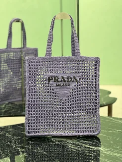 PRADA Totes Bags Raffia (Purple-Black) 36X38X3CM D20202608081902