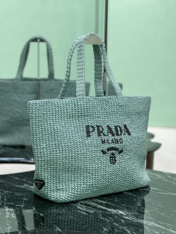 Alternative view of PRADA Totes Bags Raffia (Teal-Black) 40X34X15CM G00202608081885
