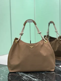 PRADA Totes Bags Recycled Nylon (Brown-Gold) 48X39X14 CM D10202608081224
