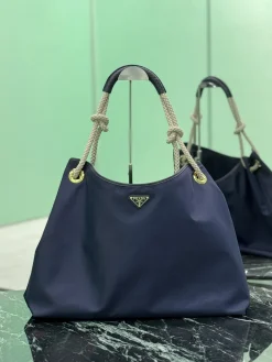 PRADA Totes Bags Recycled Nylon (Navy-Gold) 48x39x14 CM D10202608081225
