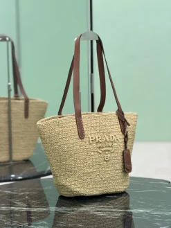 Alternative view of PRADA Totes Bags Straw Leather (Beige-Brown) 26X24X15CM F90202608081869