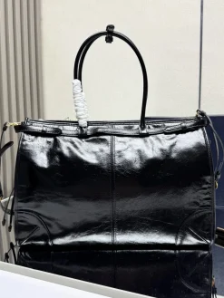 Alternative view of PRADA Totes Bags Waxed Leather (Black-Gold) 42X30X12CM H40202608080964