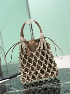 Alternative view of PRADA Totes Bags Woven Cotton (Brown-Beige) 37X30CM D80202608081376