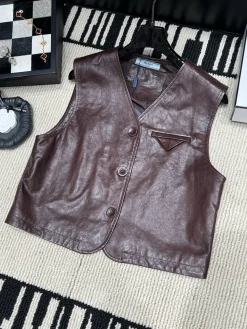 PRADA Vests Lamb Leather S-XL D15202608041393