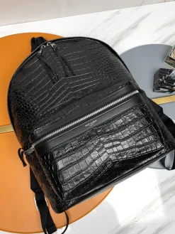 SAINT LAURENT Backpacks Bags Italian Calf Leather (Black) 30X38X17CM F30202608082635