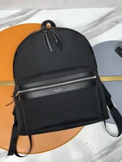 SAINT LAURENT Backpacks Bags Italian Calfskin (Black-Silver) 30X38X17CM D00202608082632