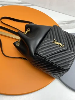 Alternative view of SAINT LAURENT Backpacks Bags Lamb Leather (Black-Gold) 22X29X15CM F00202608082179