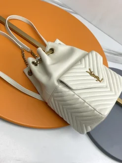 Alternative view of SAINT LAURENT Backpacks Bags Lamb Leather (White-Gold) 22X29X15CM F00202608082178