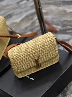 Alternative view of SAINT LAURENT Beach Bags Raffia Leather (Beige-Gold) 23X16X6CM E30202608082008