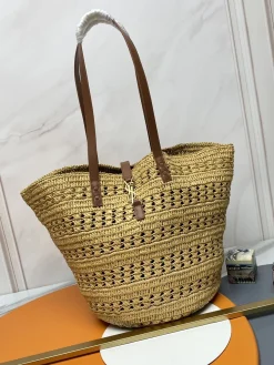 Alternative view of SAINT LAURENT Beach Bags Raffia Leather (Brown-Gold) 55X31X28CM E30202608082105