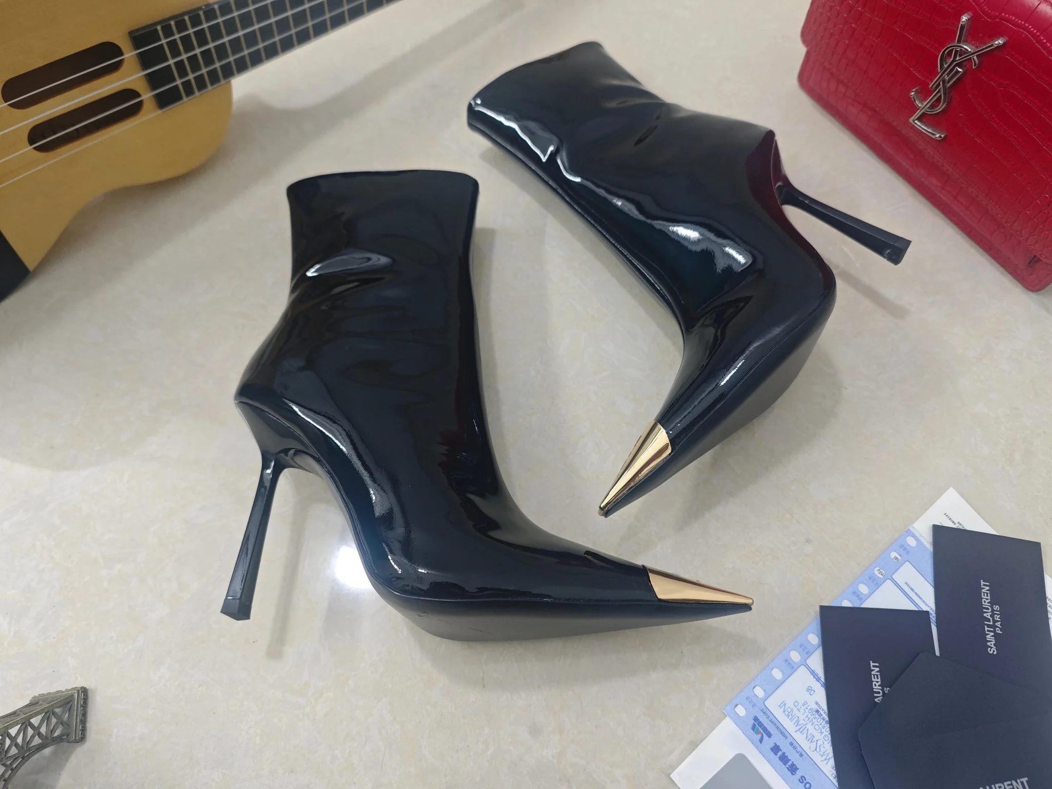 SAINT LAURENT Booties Calfskin Patent Leather EU35-41 C40202608030090 - Image 2
