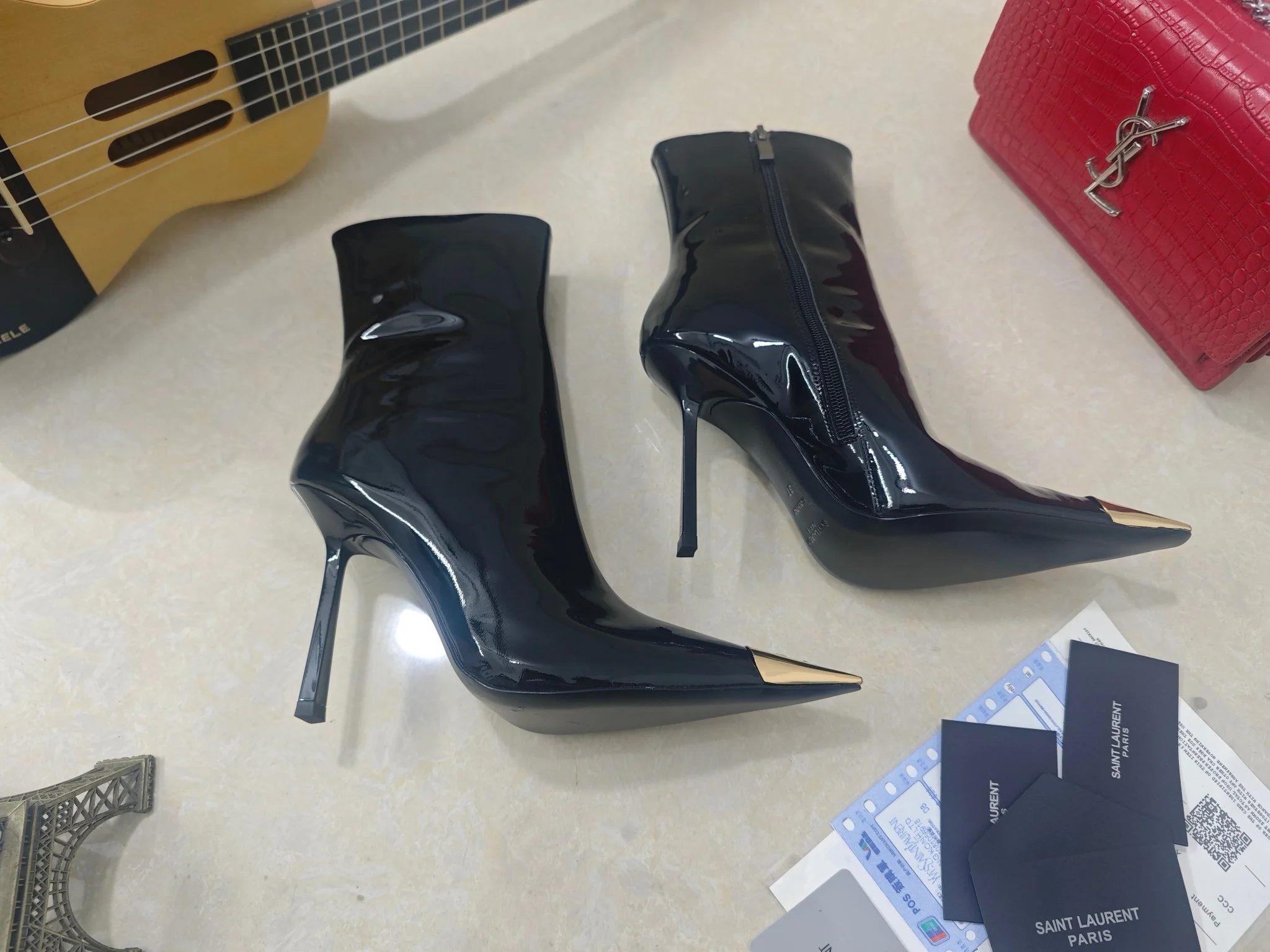 SAINT LAURENT Booties Calfskin Patent Leather EU35-41 C40202608030090 - Image 3