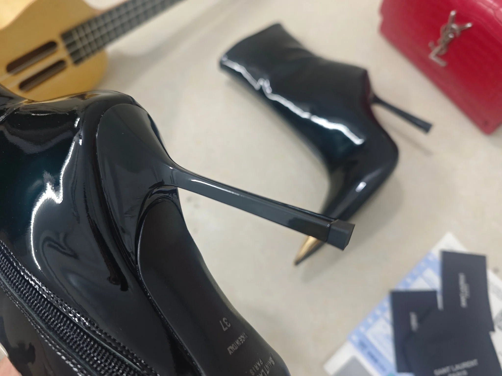 SAINT LAURENT Booties Calfskin Patent Leather EU35-41 C40202608030090 - Image 4