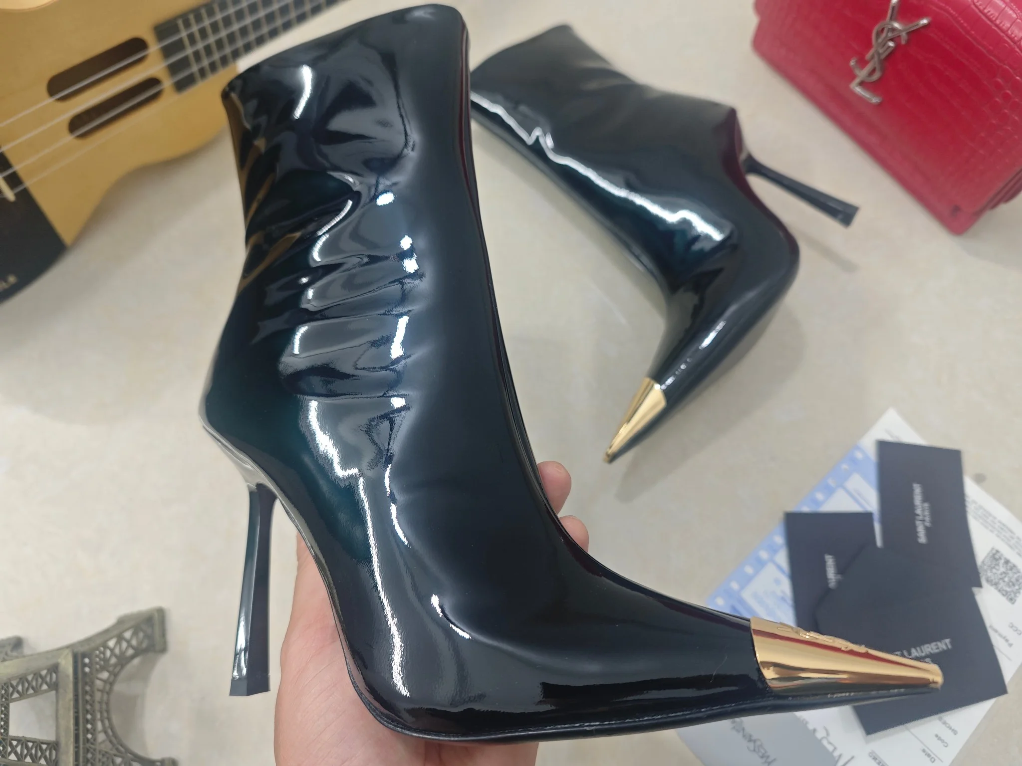 SAINT LAURENT Booties Calfskin Patent Leather EU35-41 C40202608030090 - Image 6