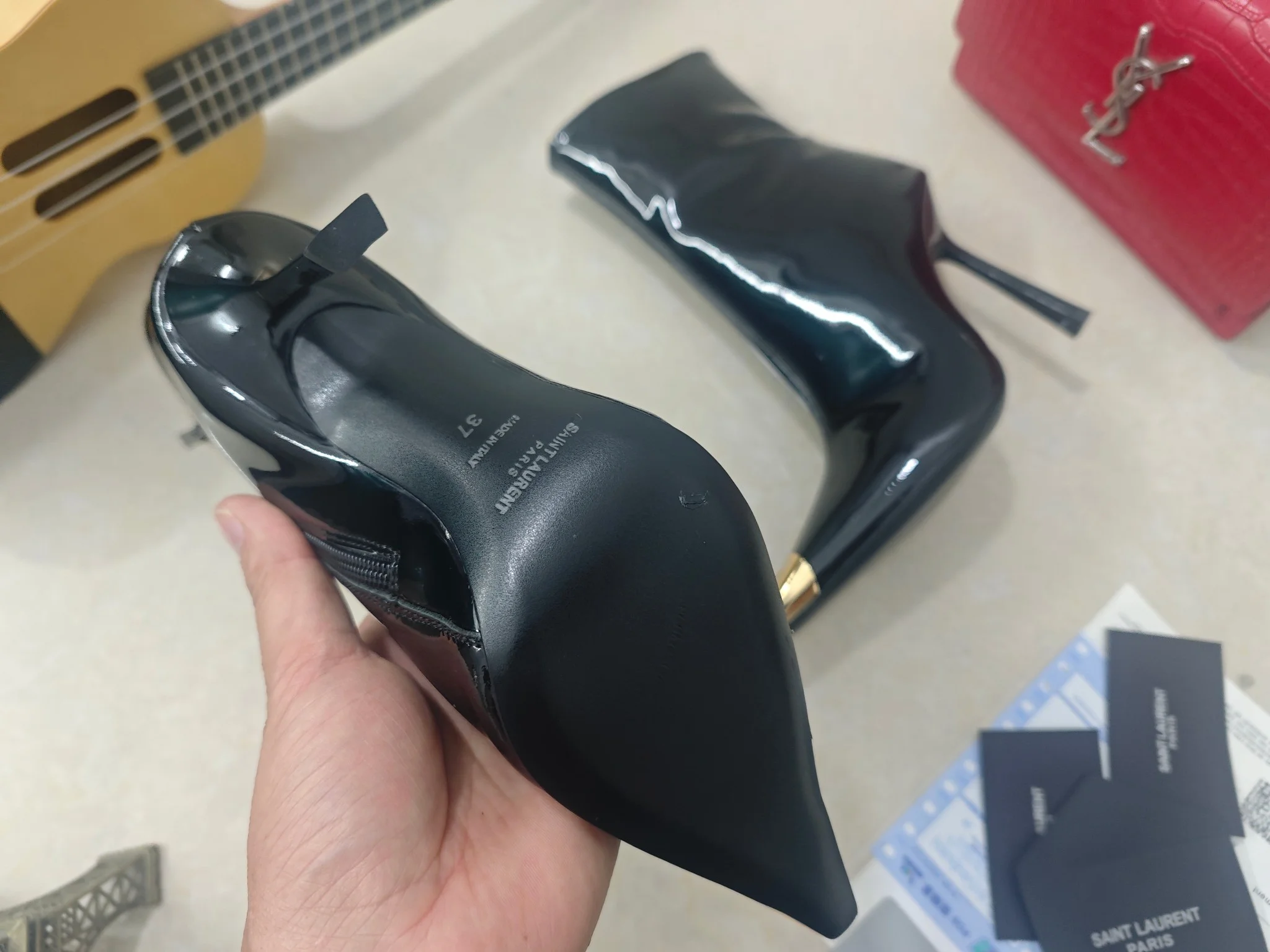 SAINT LAURENT Booties Calfskin Patent Leather EU35-41 C40202608030090 - Image 7