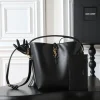 SAINT LAURENT Bucket Bags Calf Leather (Black-Gold) 26X20X12CM E50202608080850