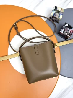 Alternative view of SAINT LAURENT Bucket Bags Calf Leather (Brown-Gold) 15X13X6CM E00202608082380